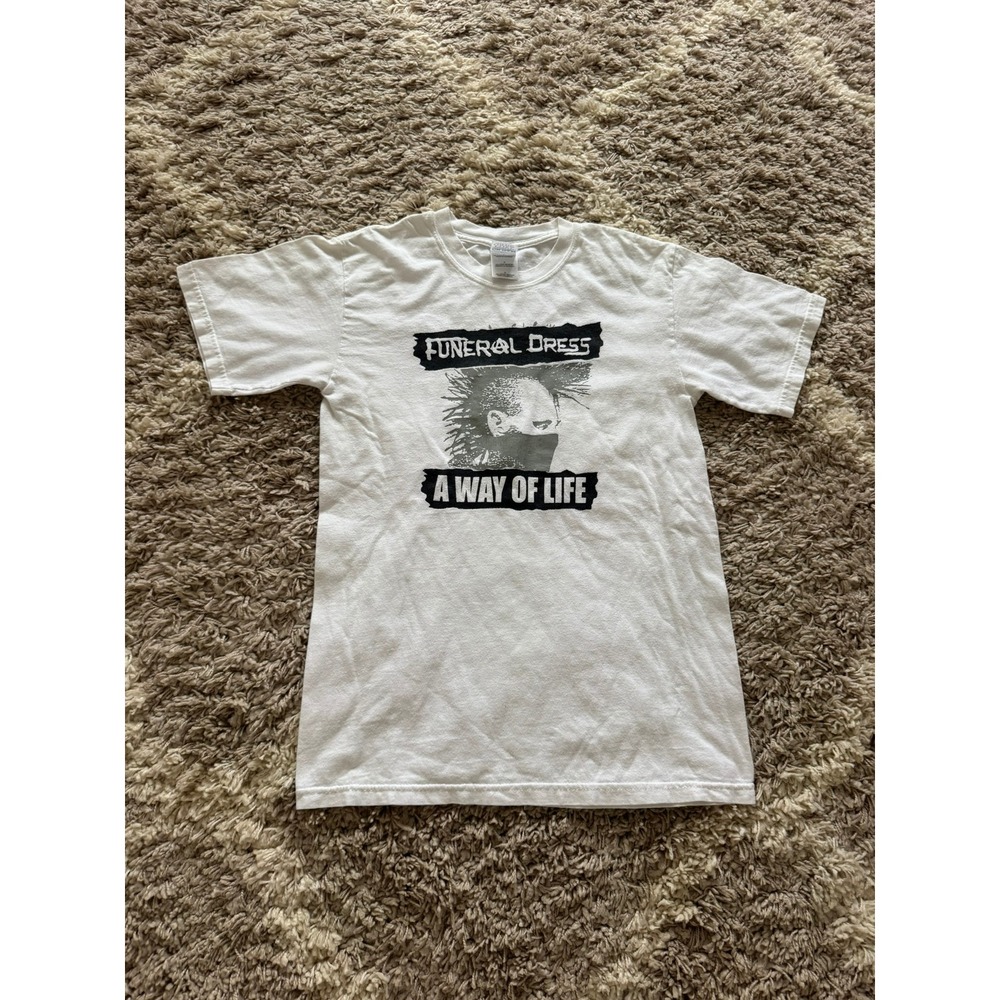 Funeral Dress A Way of Life Punk Rock Band Graphic T-Shirt White Small